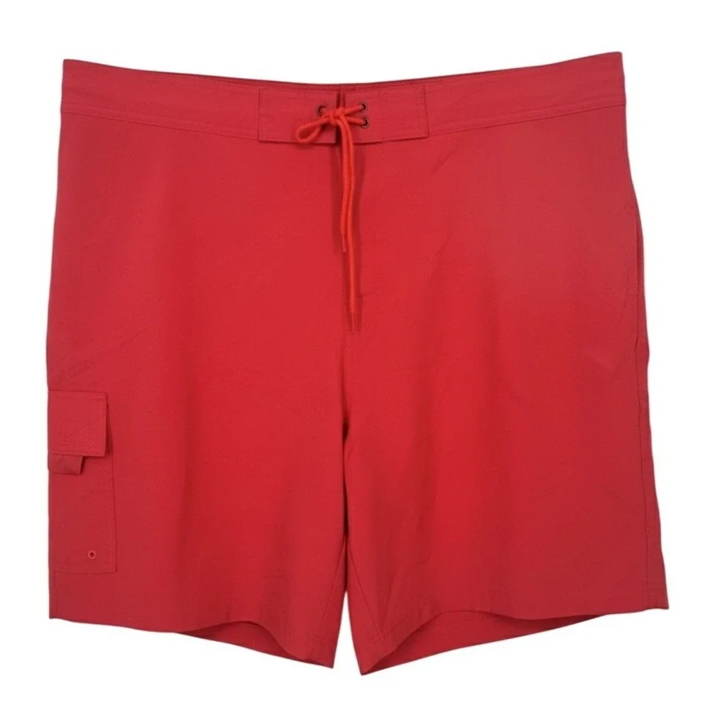 NEW Caribbean Swimwear Mens 2XB Light Red‎ Cargo Board Shorts Swim Trunks